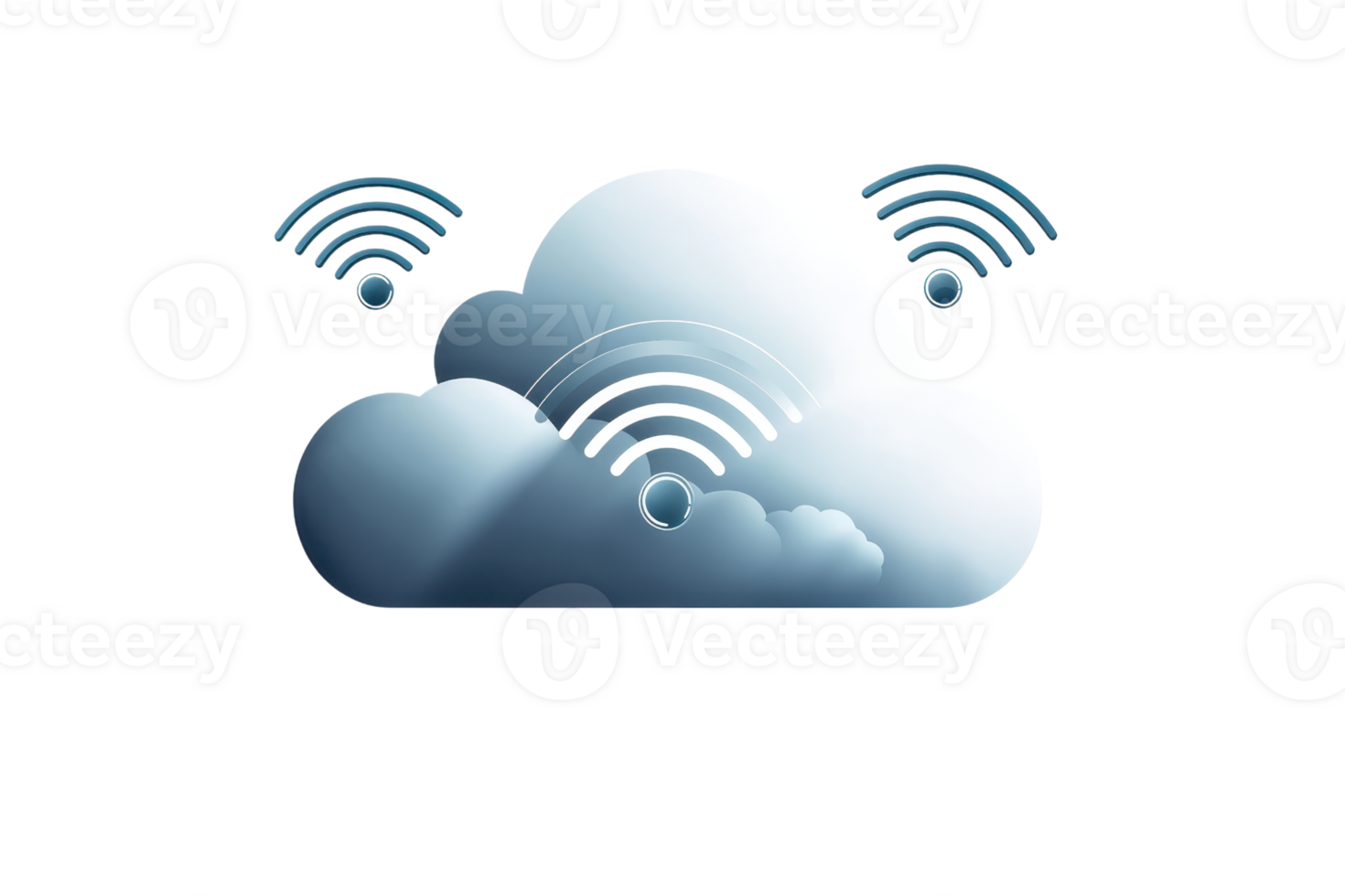 Cloud icon with WiFi symbols represents wireless connectivity and cloud computing technology, ideal for tech and network concepts. png