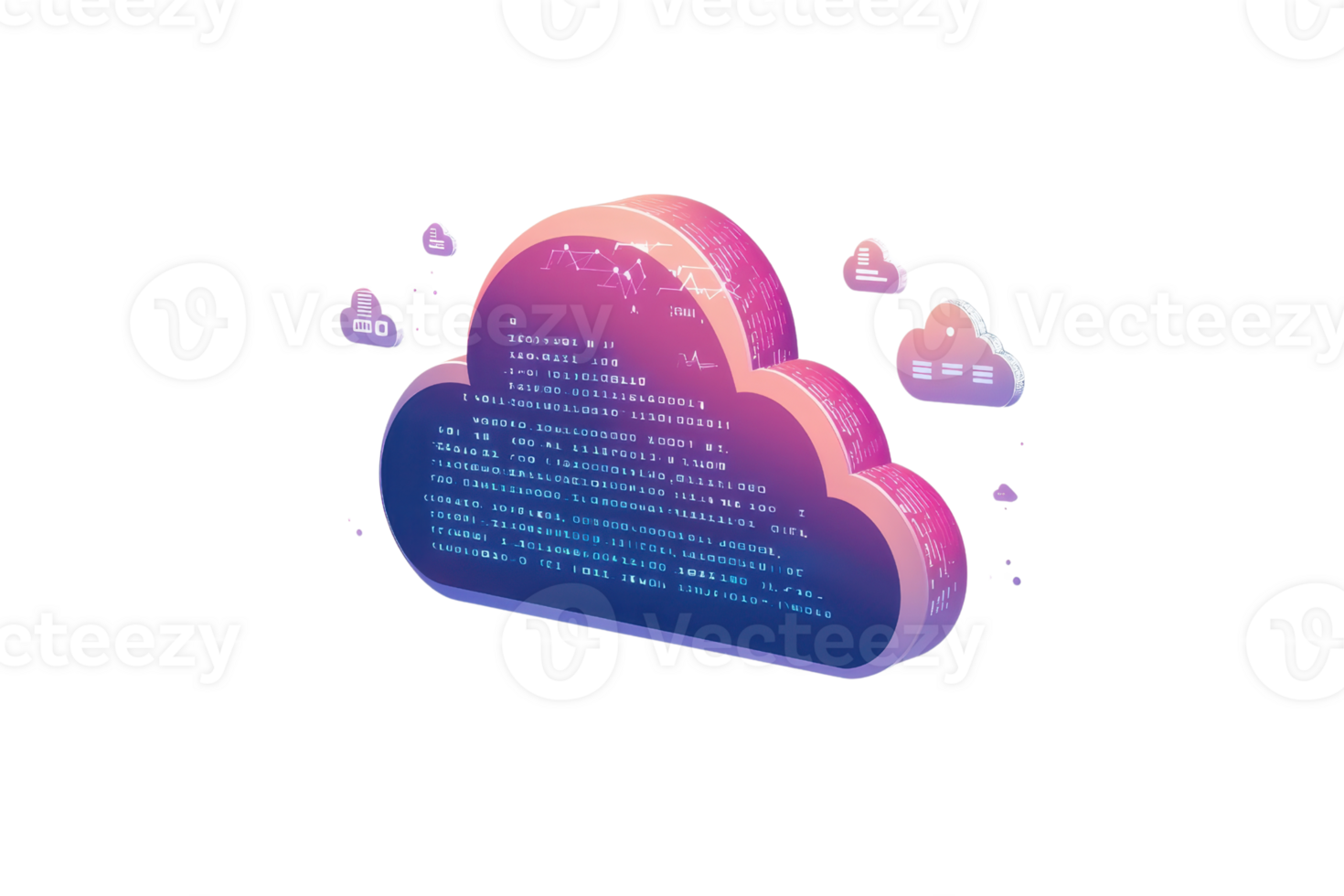 Digital cloud symbol with code, representing online data storage and connectivity. Perfect for technology and innovation concepts. png