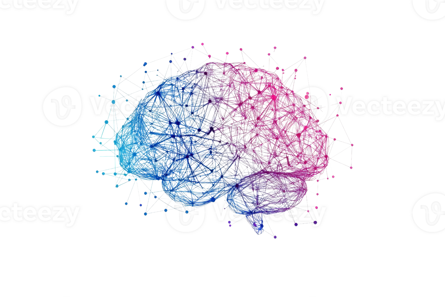 Abstract depiction of a digital brain, blending technology and neuroscience with colorful connections representing neural networks and innovation. png