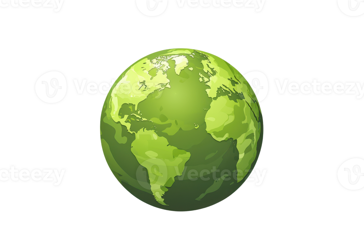 Illustration of a green Earth globe highlighting environmental themes, sustainability, and global unity in vibrant, eco-friendly colors. png