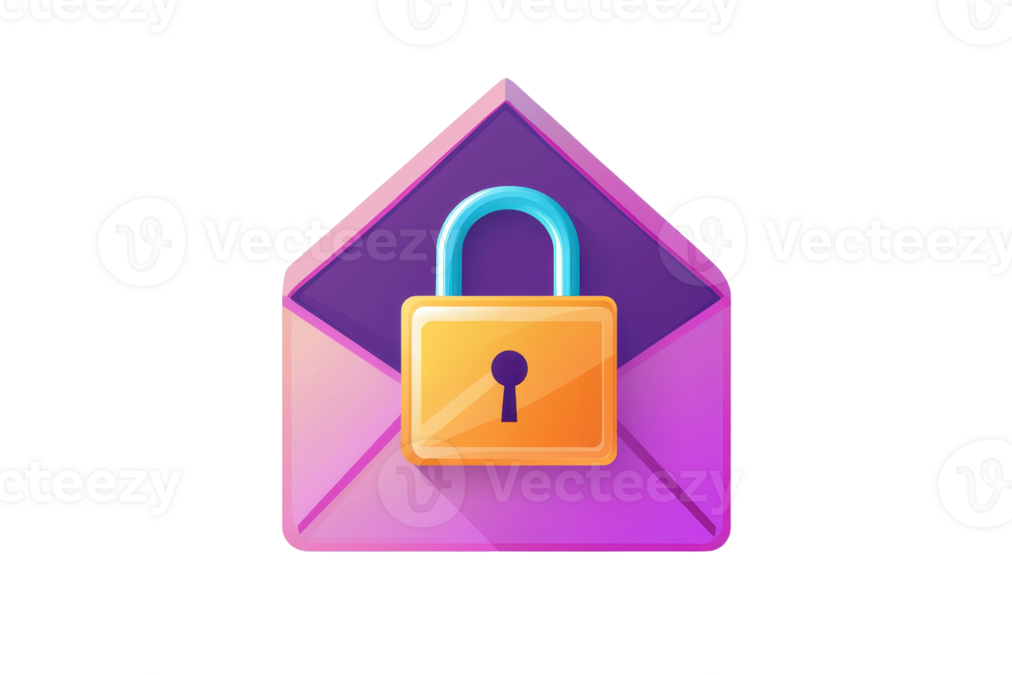 Graphic of an encrypted email symbol with a lock, representing digital security, privacy, and technology innovation. png