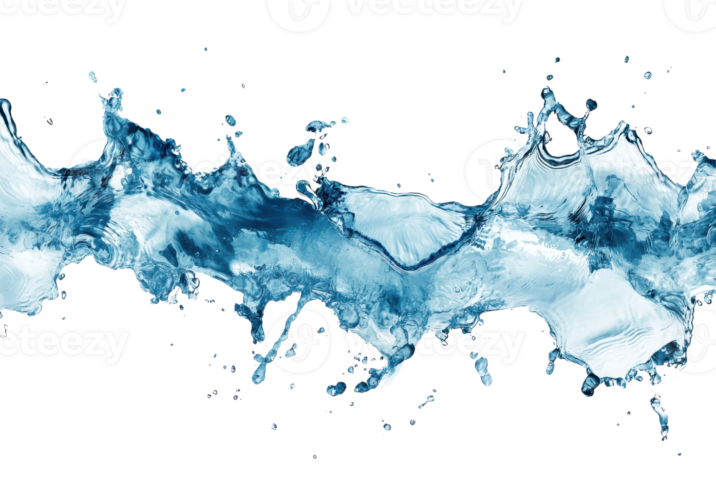Dynamic water splash isolated on transparent background. High-speed liquid motion captured in a detailed and vibrant image. png
