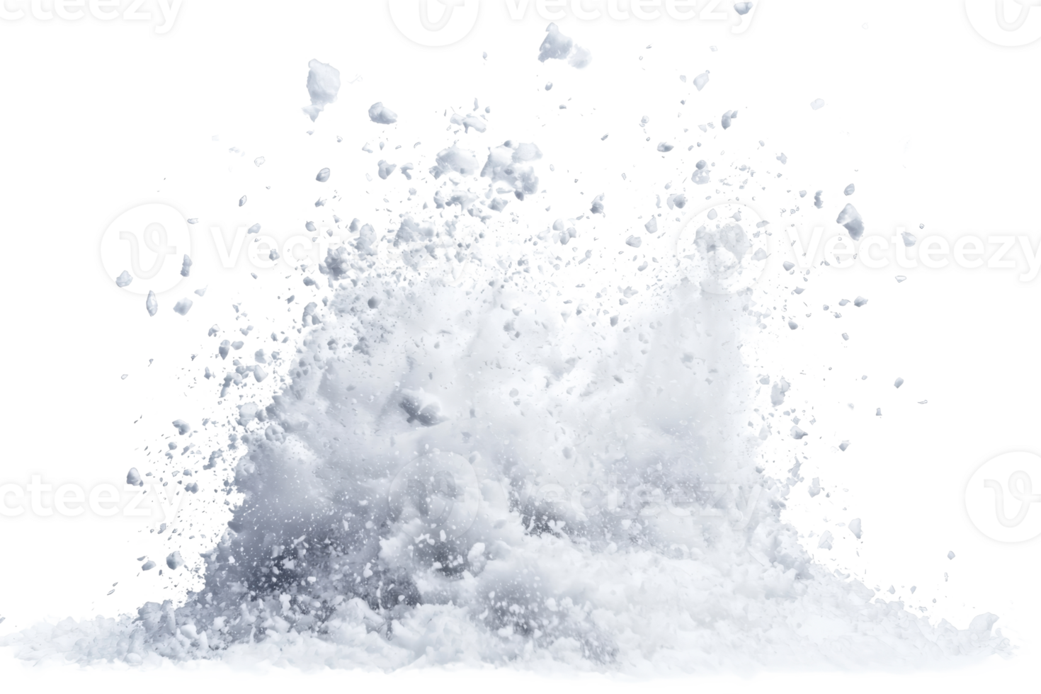 Dynamic white powder explosion on a transparent background. creating a dramatic cloud effect, perfect for creative and artistic projects. png