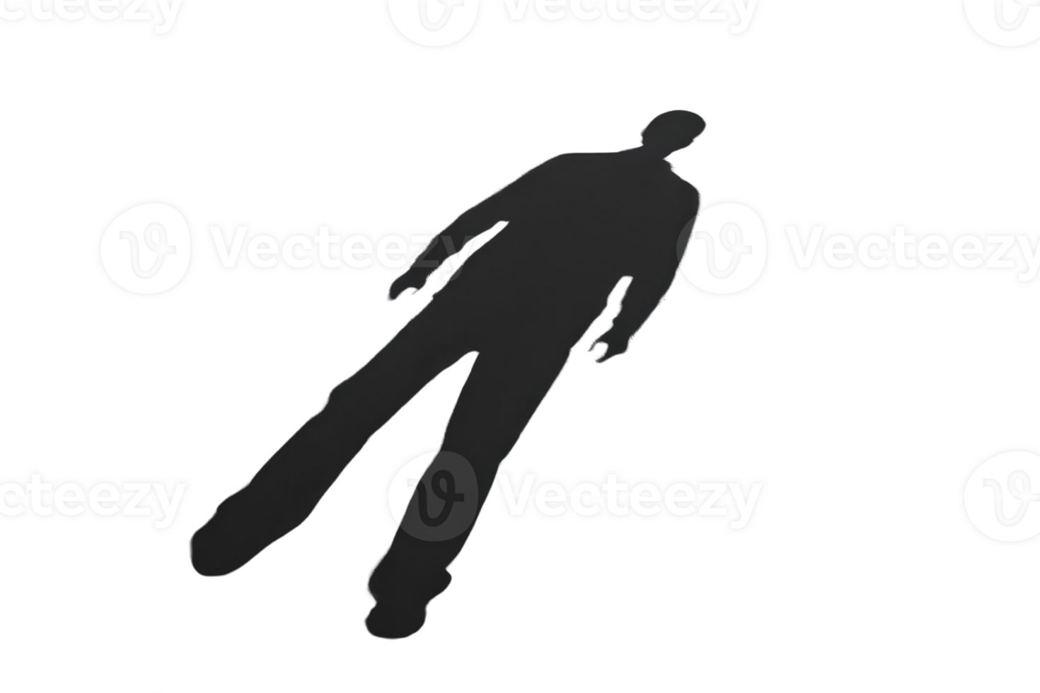 Silhouette of a person lying on the floor, creating an abstract human shape in a minimalistic composition with a blank background. png