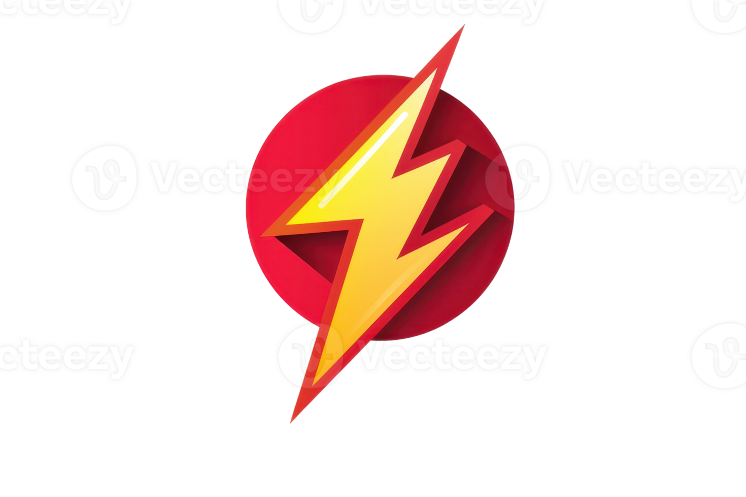 Vibrant lightning bolt logo on a red circle, symbolizing energy, speed, and power. Perfect icon for branding and dynamic graphic designs. png