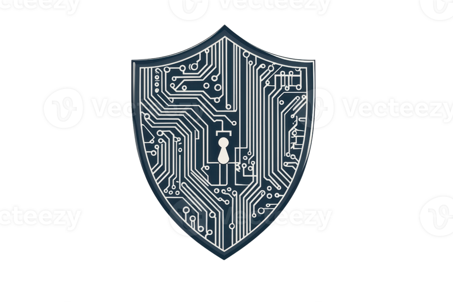 Shield with circuit board design symbolizes cybersecurity, data protection, and digital safety in modern technology landscapes. png