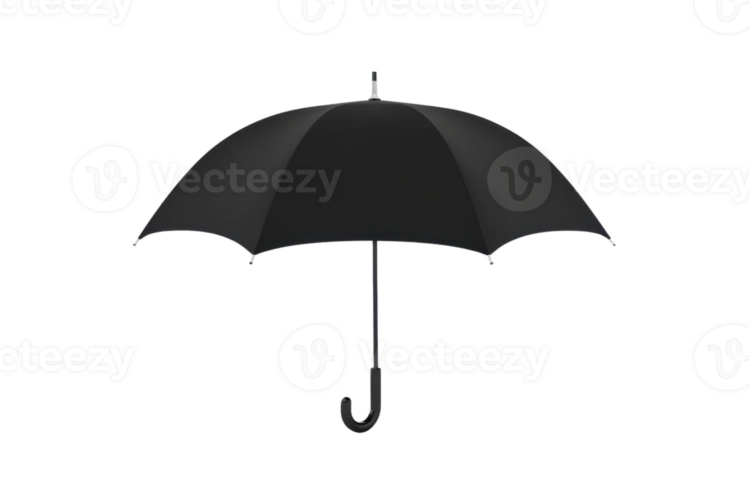 Elegant black umbrella on a transparent background. perfect for protection against rain and sun. Simple and stylish accessory for all weather conditions. png