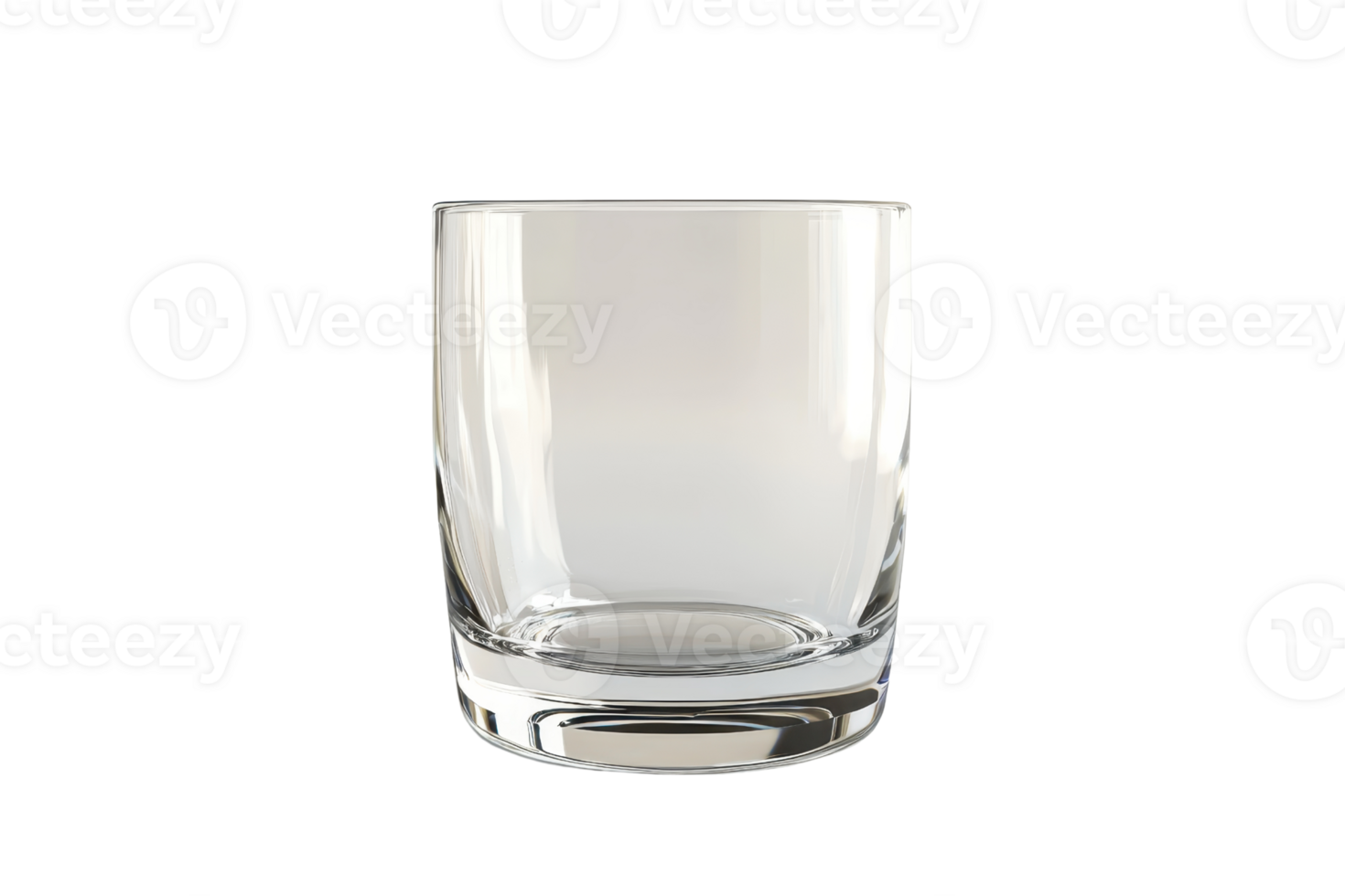 Crystal clear empty glass tumbler suitable for beverages. Perfect for showcasing drinks in ads, menus, and promotional materials. png