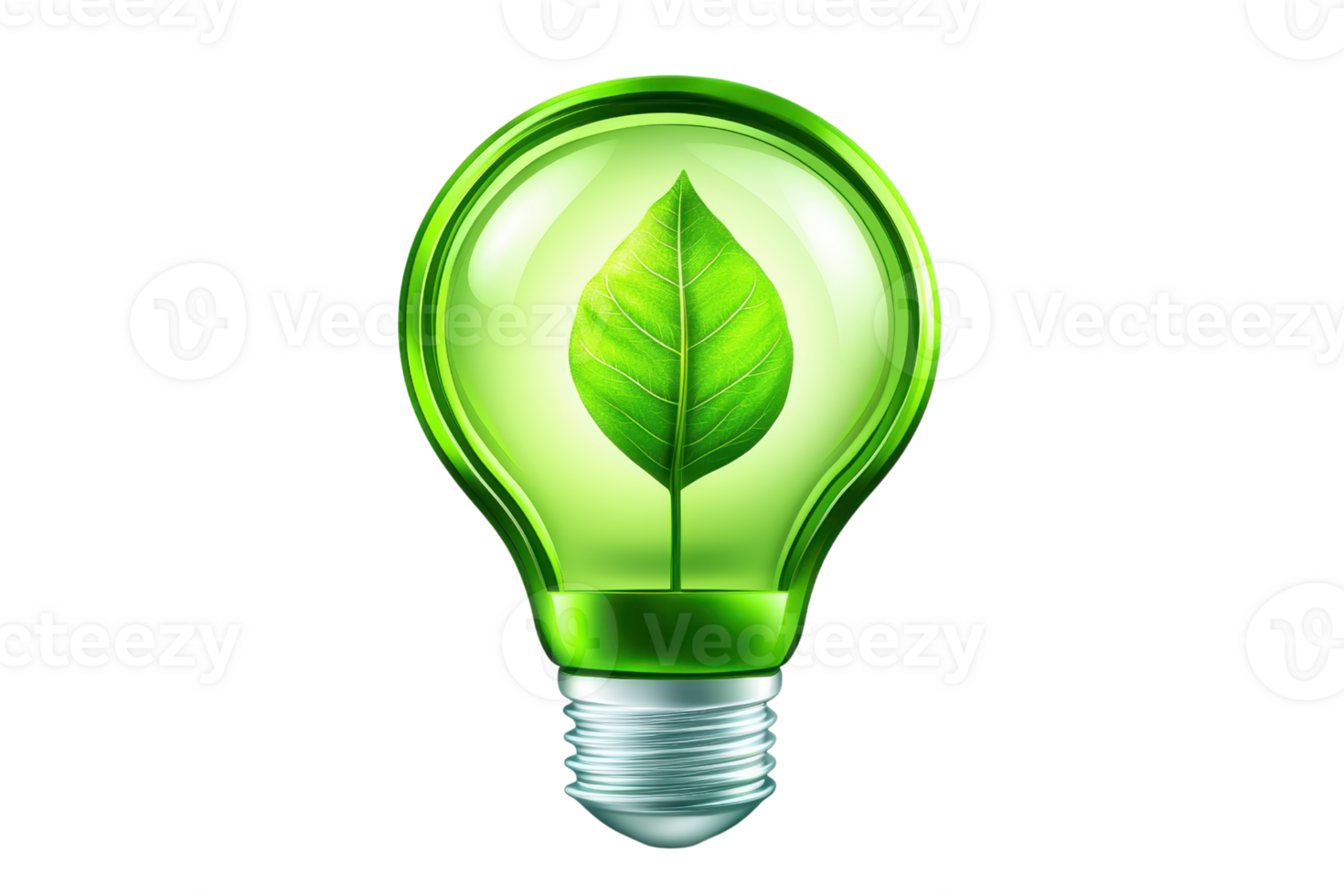 Eco-friendly light bulb with green leaf symbolizing sustainable and renewable energy. Perfect for environmental and green energy concepts. png