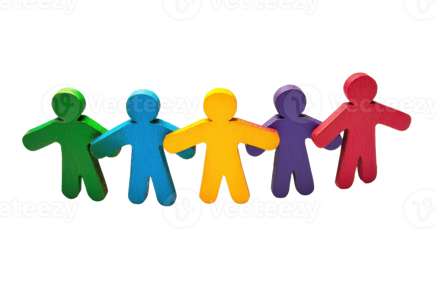 Colorful paper cutout figures holding hands symbolizing unity, teamwork, and community. Ideal for diversity and inclusion concepts. png