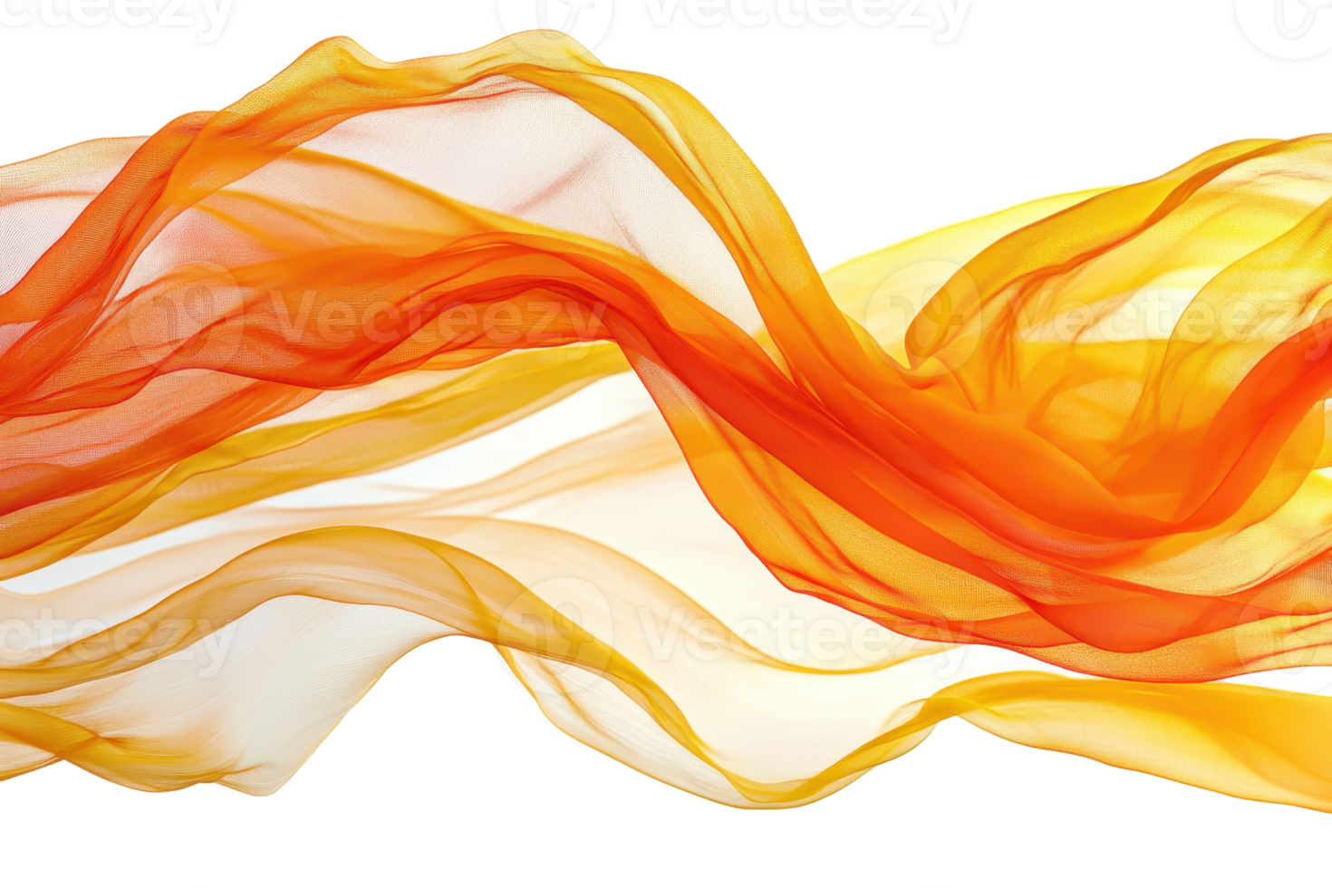 Dynamic abstract orange and yellow flowing wave lines on transparent background. perfect for backgrounds, presentations, and designs. png