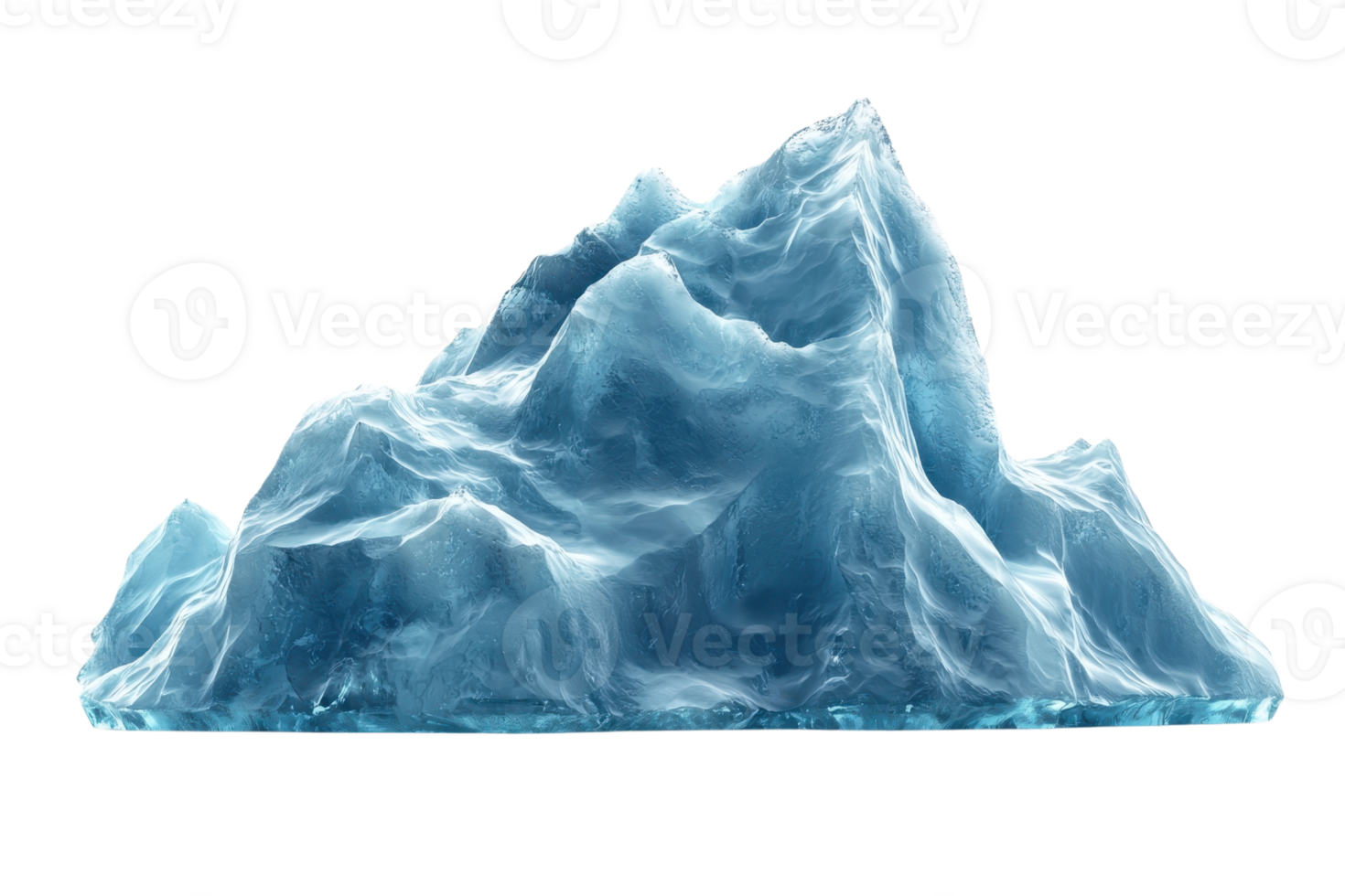 Crystal clear iceberg isolated on transparent background. depicting stunning natural ice formation. High-quality image for nature-themed designs. png