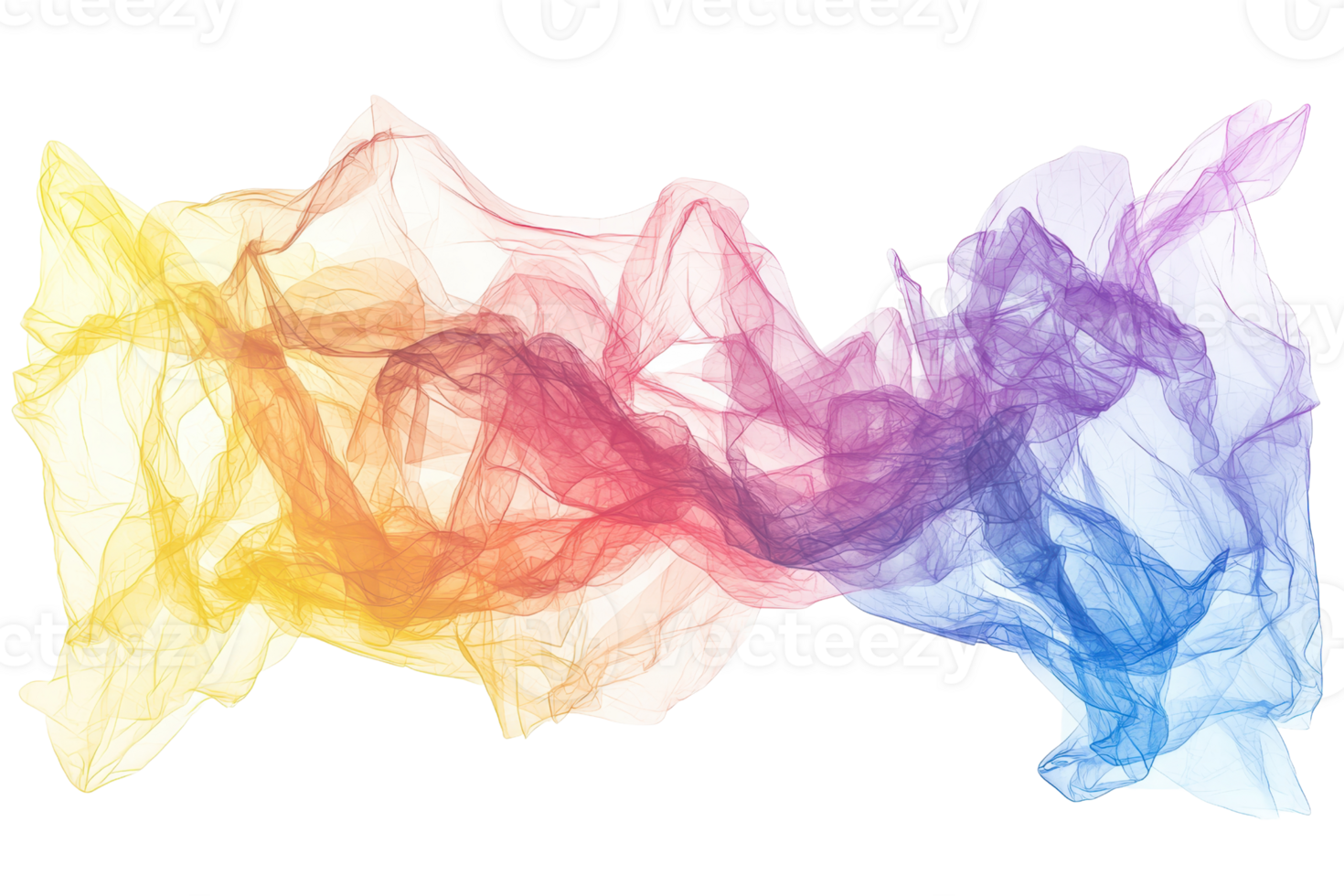 Colorful abstract wave of smoke on a transparent background. showcasing a blend of vibrant hues and smooth, flowing lines. png