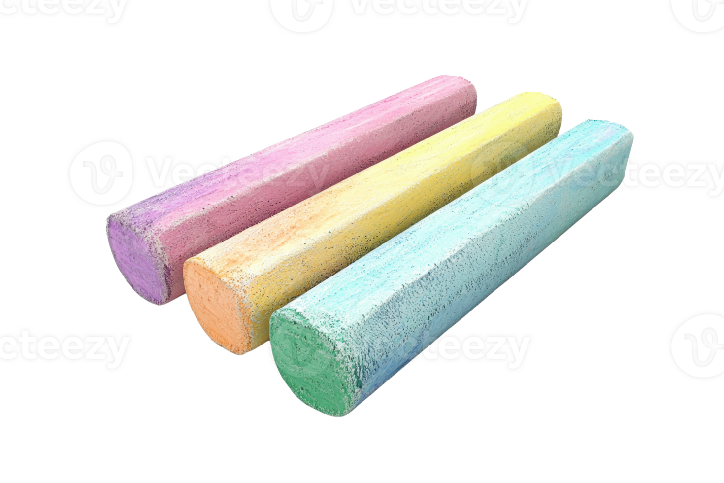 Colorful sticks of sidewalk chalk in various shades, perfect for children's play and creative outdoor activities, isolated on transparent background. png