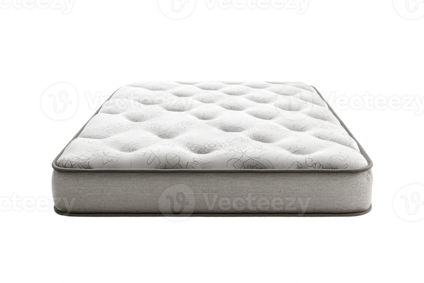 Comfortable plush mattress with quilted texture and soft fabric cover, providing restful sleep and support. Perfect for bedrooms and guest rooms. png