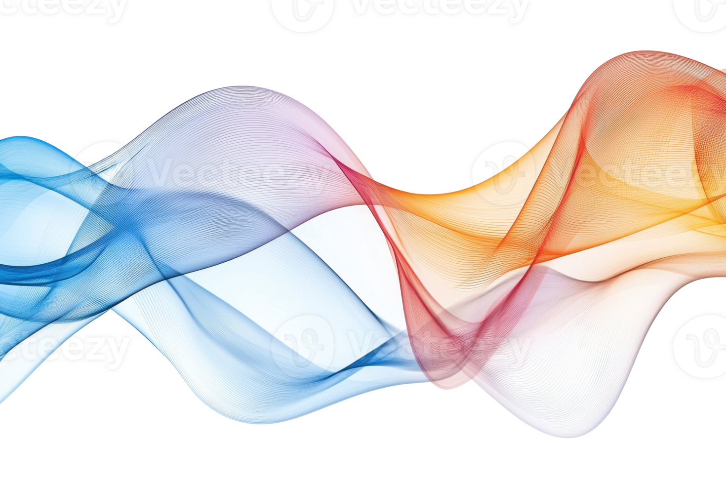 Colorful flowing abstract wave pattern with blue, red, and orange hues creating a dynamic and vibrant visual effect on a transparent background. png