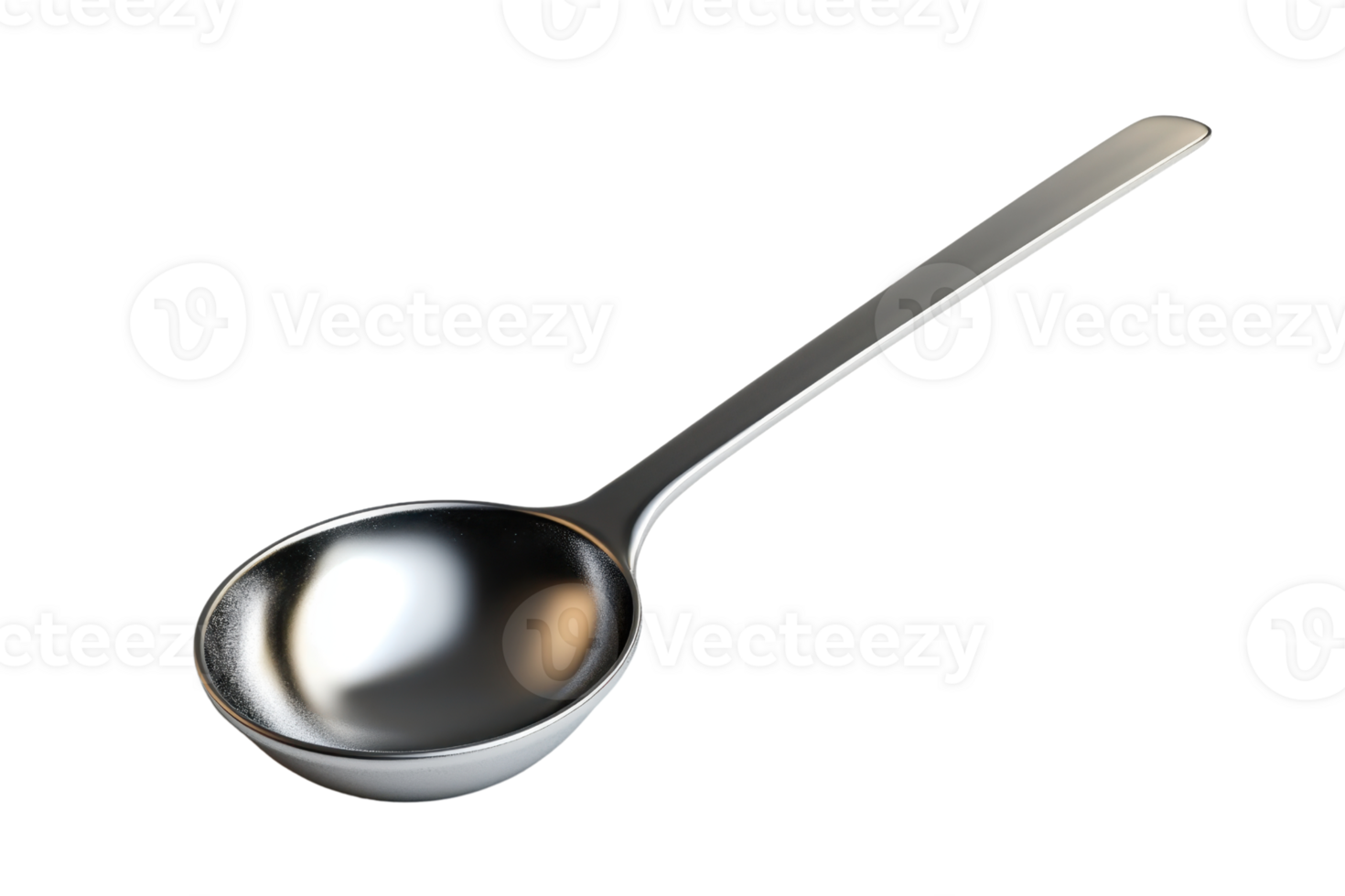 High-quality 3D render of a polished stainless steel spoon isolated on a transparent background. Perfect for kitchen, dining, and cooking themes. png