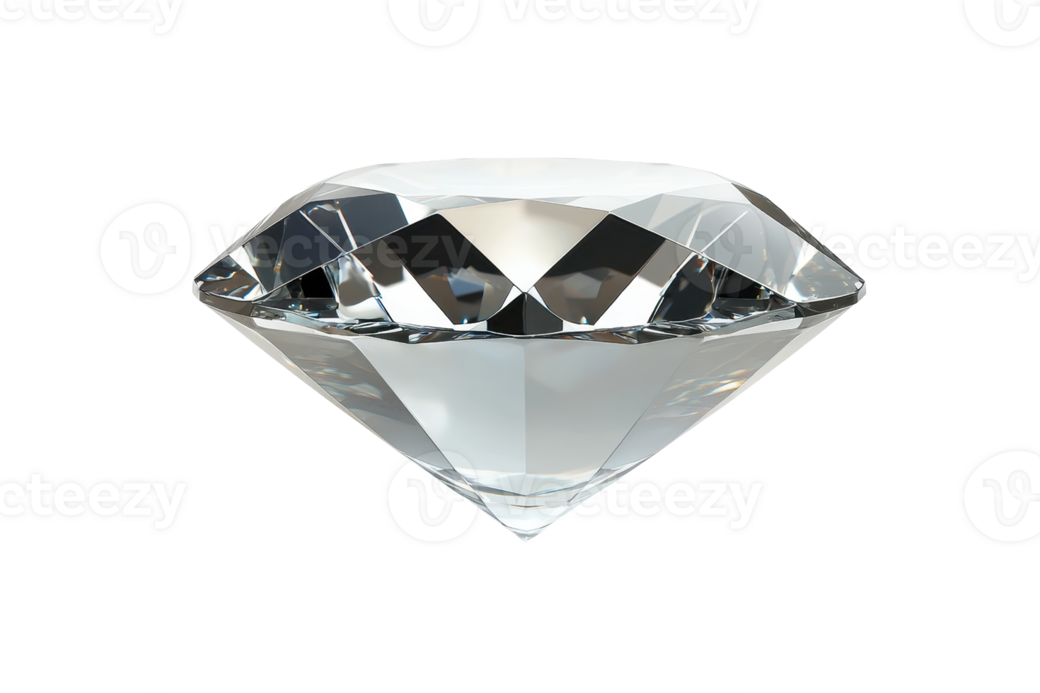 High-quality close-up image of a sparkling diamond with brilliant cut, showcasing clarity and elegance, isolated on a transparent background. png