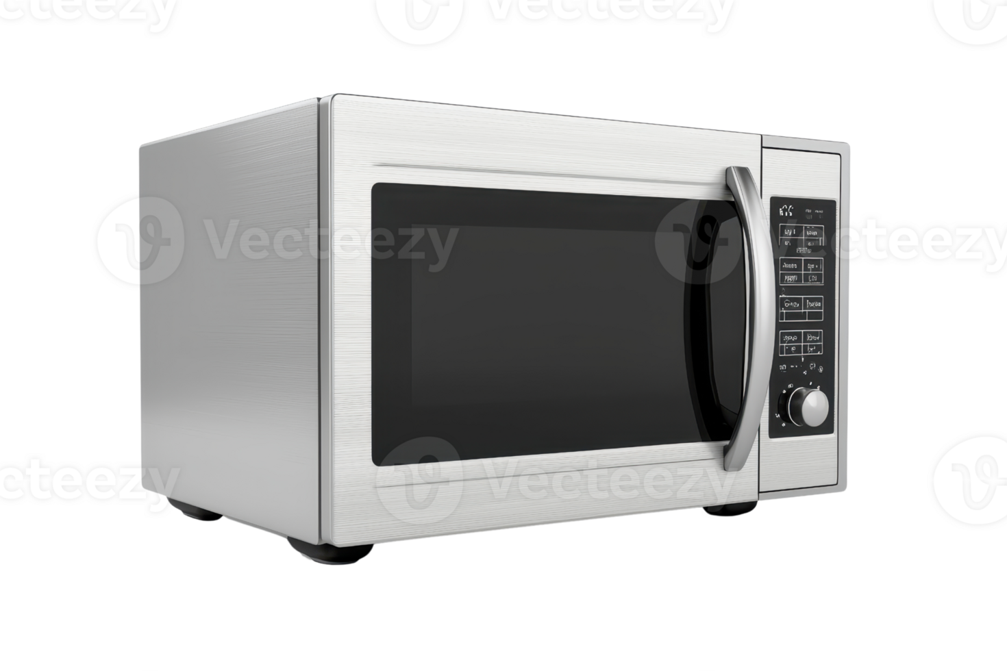 High-resolution image of a modern stainless steel microwave with digital controls, perfect for kitchen appliance needs and culinary projects. png