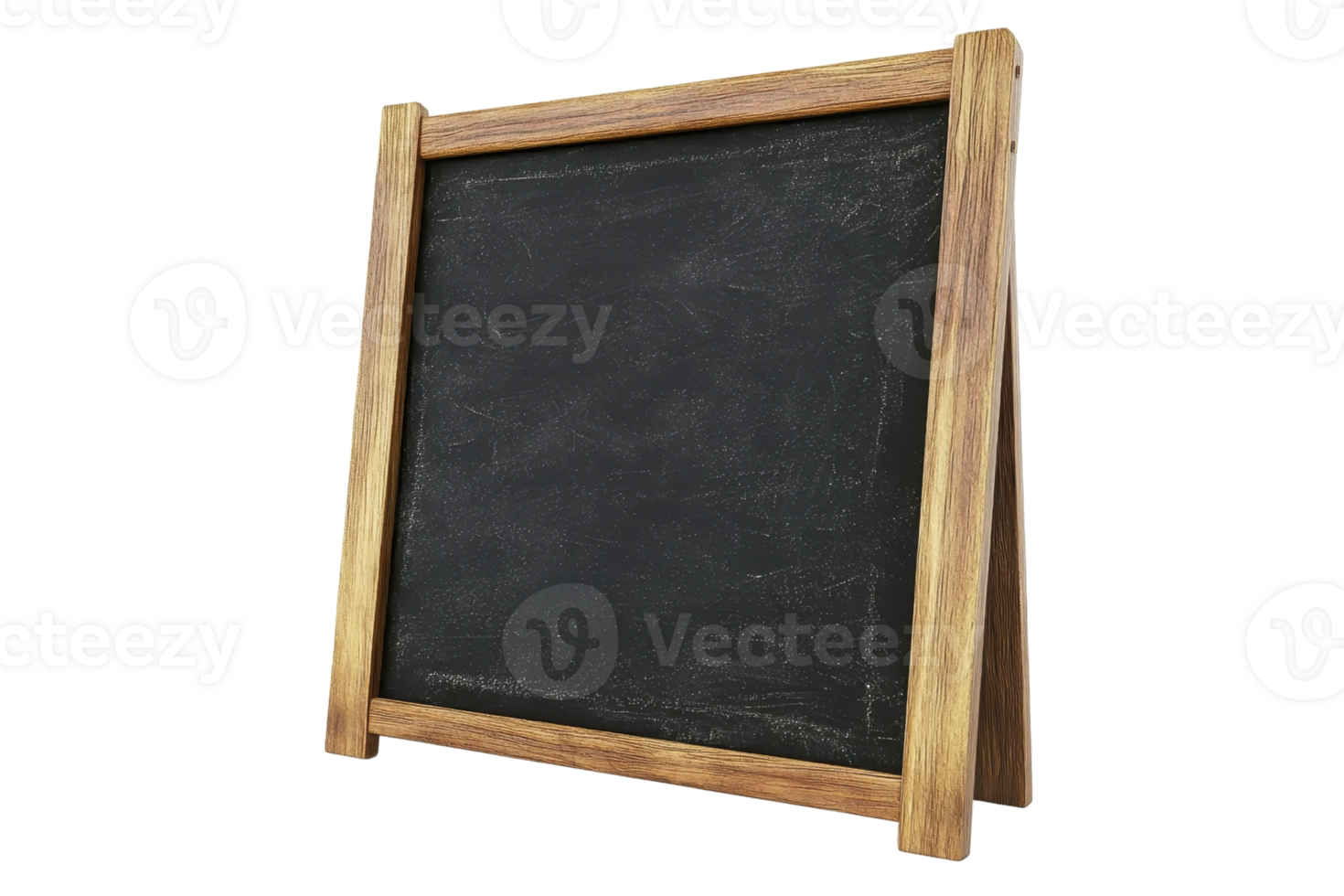 Empty wooden-framed chalkboard on a transparent background. suitable for messages, menus, and educational content. Perfect for graphic design use. png