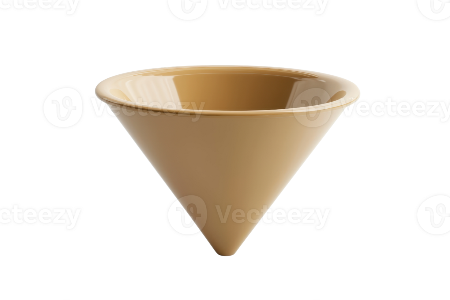 Modern ceramic bowl with a unique inverted cone shape, perfect for contemporary home decor and stylish kitchenware collection. png