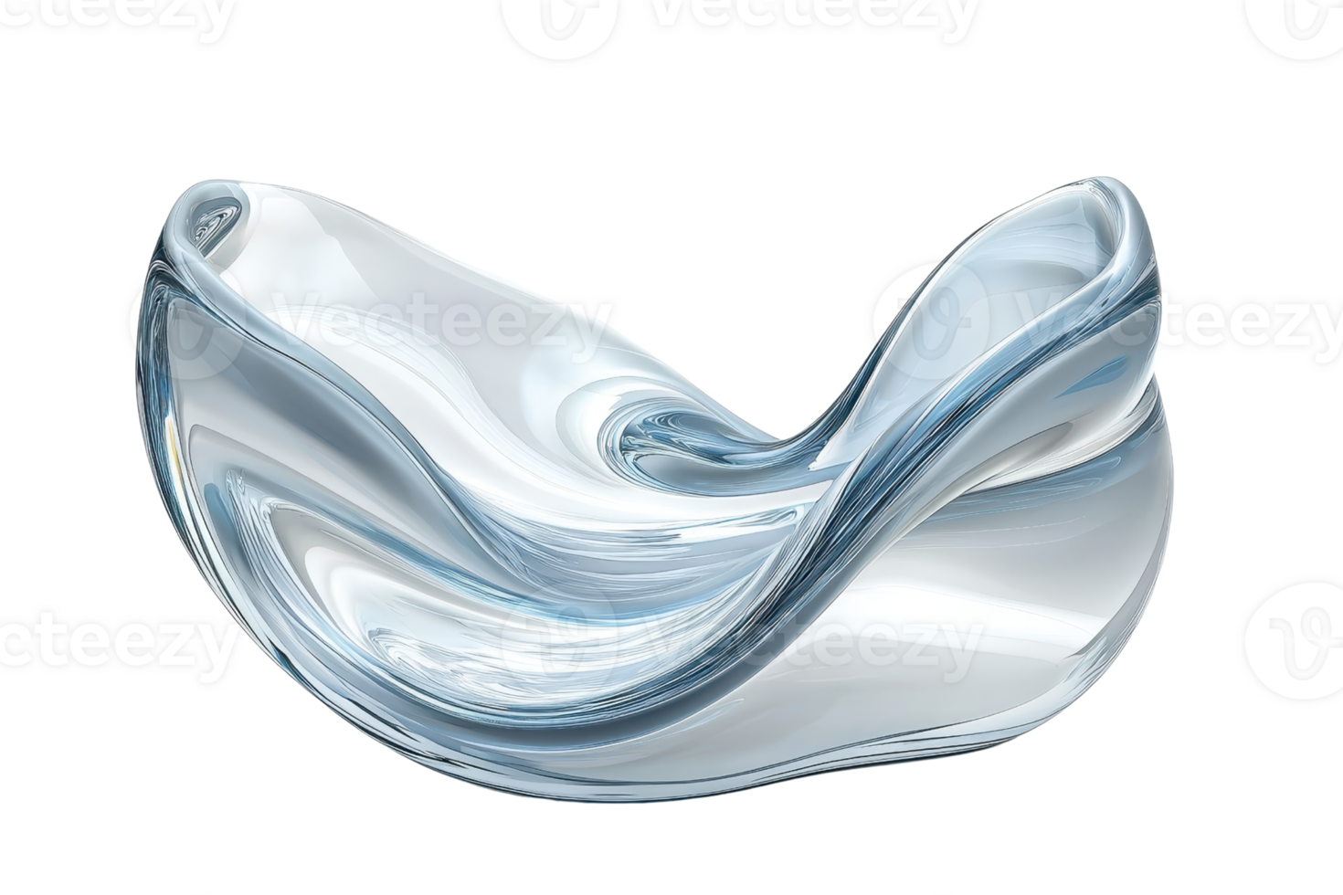 Modern abstract glass sculpture with sleek curves and a fluid design, perfect for contemporary art collections or minimalist decor themes. png