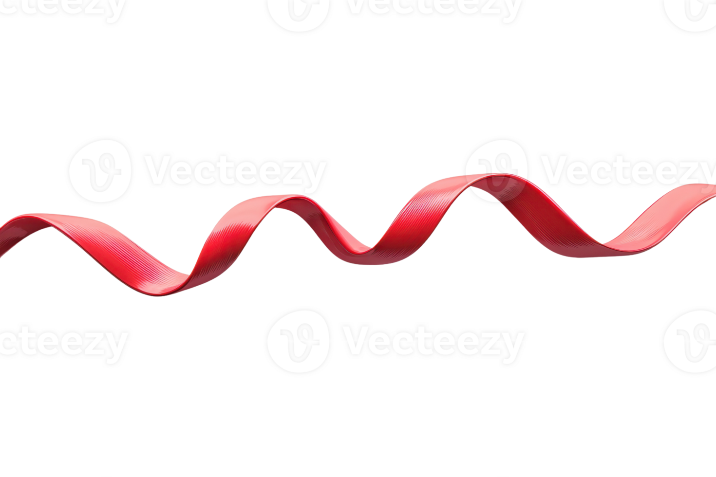 Shiny red ribbon in a curly design isolated on a transparent background. Perfect for decoration, gift wrapping, and festive occasions. png