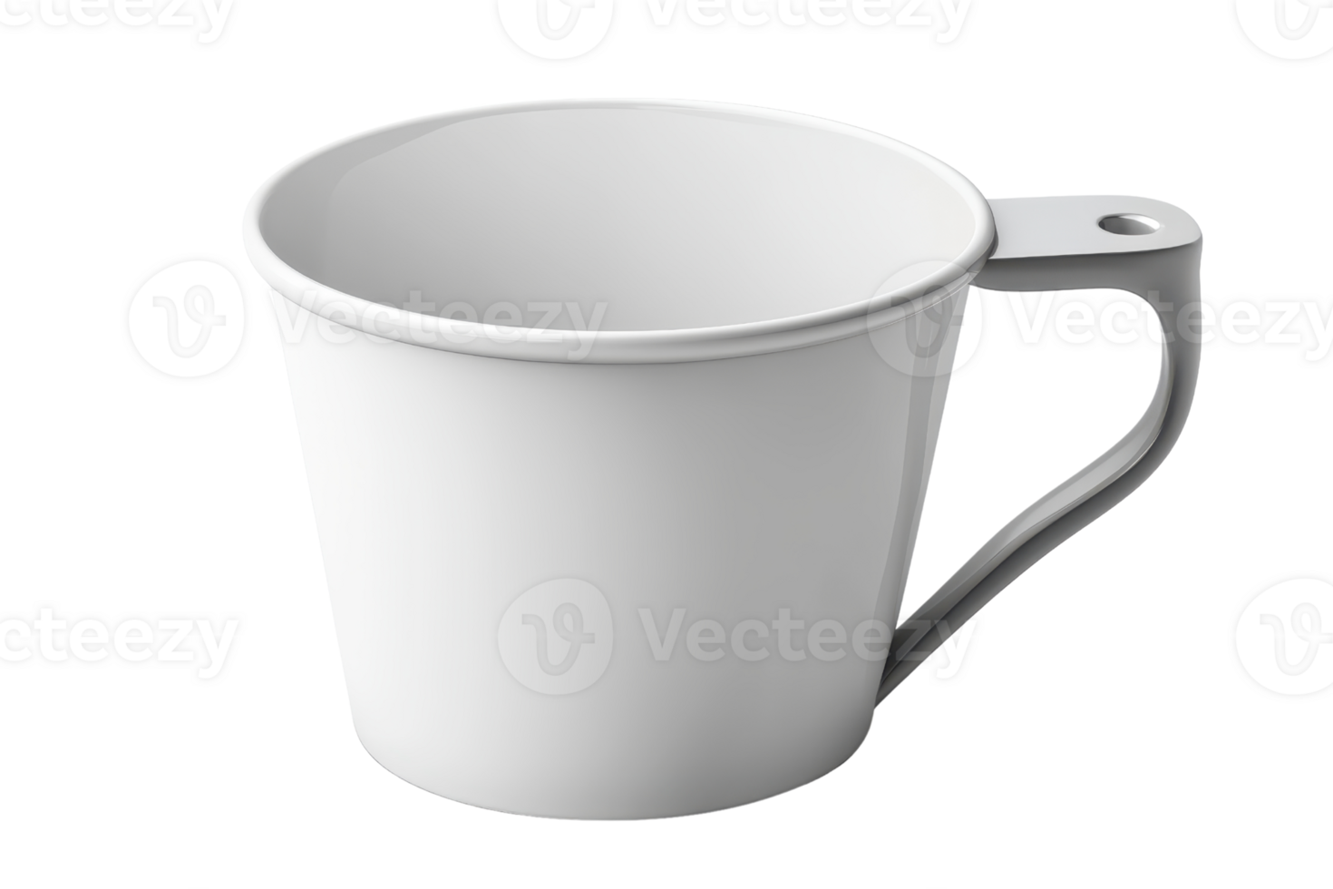 Simple white ceramic cup with handle isolated on transparent background. perfect for coffee, tea, or any hot beverage. Minimalist and elegant design. png