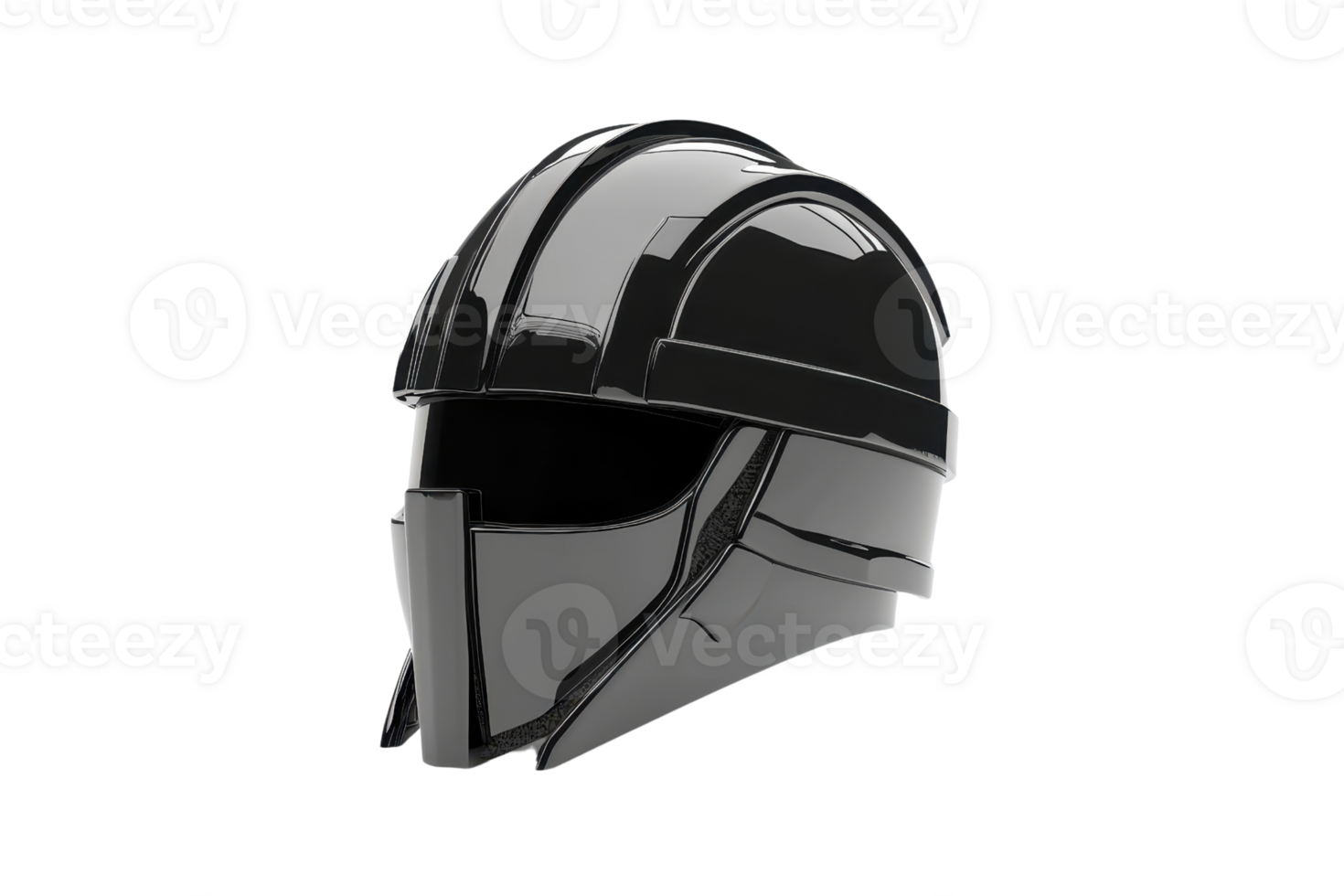 Sleek futuristic black helmet with visor, isolated on transparent background. perfect for sci-fi, fantasy, and gaming concepts. png