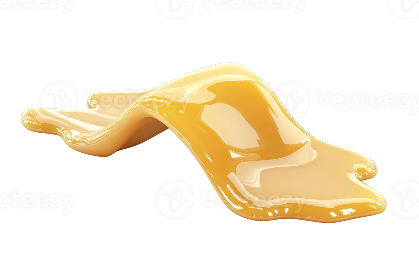 Smooth golden honey puddle splashed on a transparent background. showcasing its sticky and flowing consistency. png