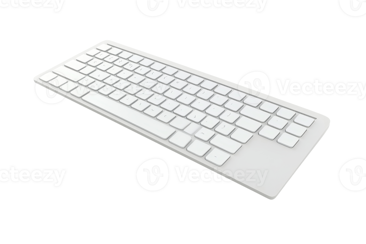 Sleek white wireless keyboard on isolated transparent background. ideal for modern office setups and tech-related projects. png