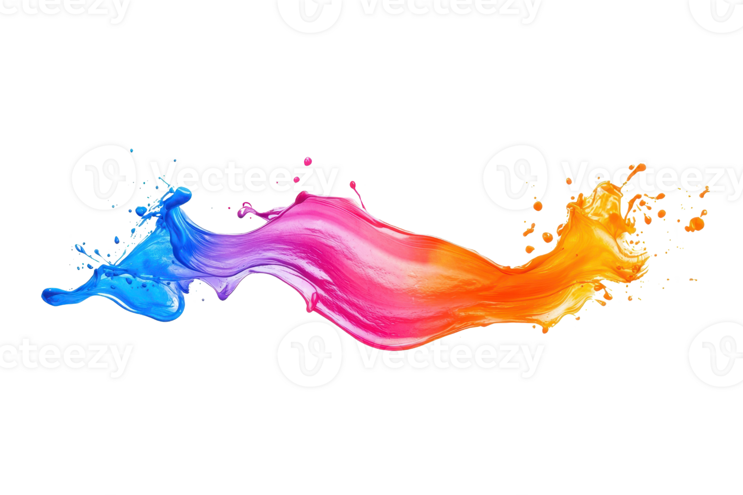 Vibrant paint splash blending blue, pink, and orange colors in dynamic motion on a transparent background, perfect for creative designs. png