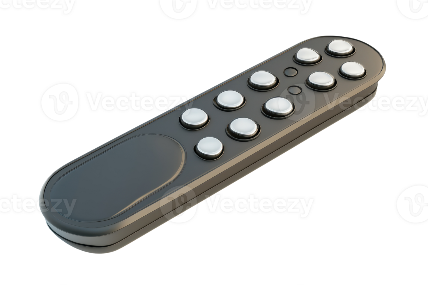 Sleek black remote control with buttons for electronic devices. Modern design, isolated on transparent background. Minimalistic and efficient technology. png