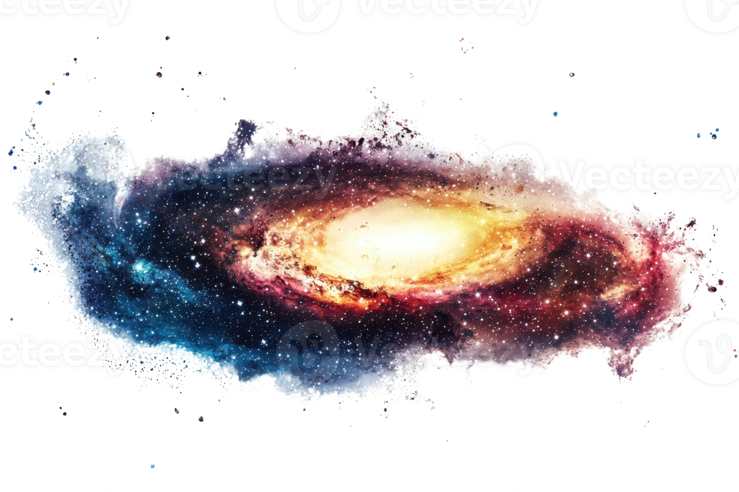 Vibrant, colorful illustration of a swirling galaxy. Ideal for space-themed designs, educational materials, and science fiction content. png
