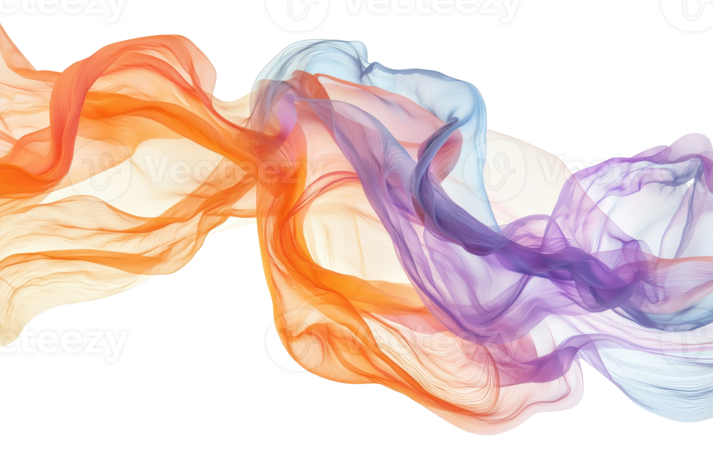 Vibrant swirling colored smoke on a transparent background. creating a mesmerizing and artistic abstract effect. png