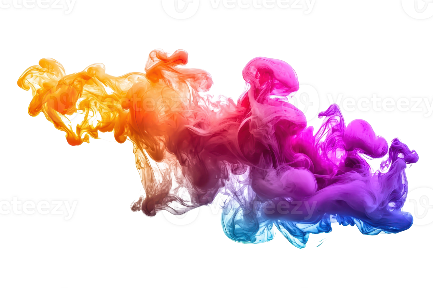 Vibrant swirl of colorful ink in water, creating a mesmerizing abstract cloud against a transparent background. Perfect for artistic and creative designs. png