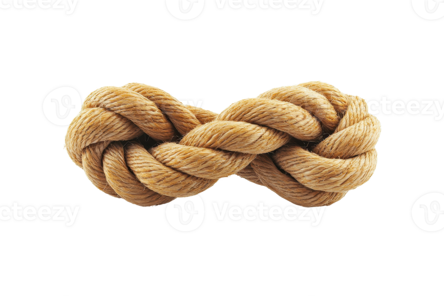 Twisted rope in a neat, intricate knot, isolated on a transparent background. Perfect for nautical or craftsmanship themes. png