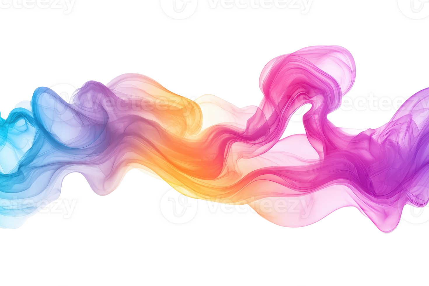 Vibrant multicolored smoke wave blending seamlessly in a dynamic abstract pattern. Perfect for backgrounds, design projects, or artistic concepts. png