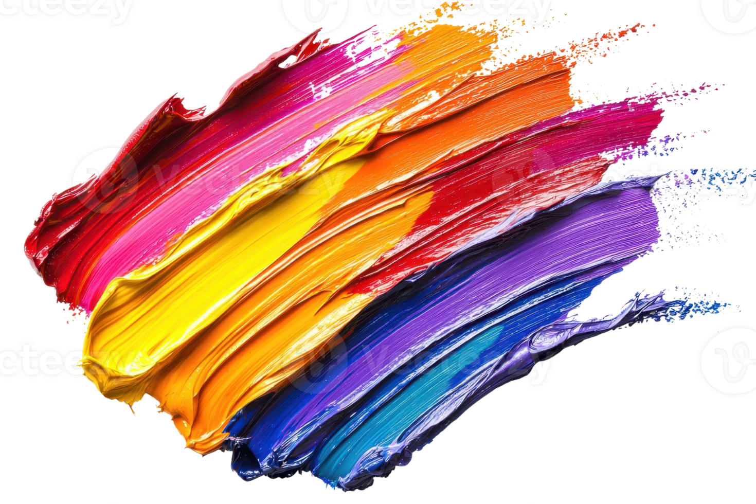 Vibrant abstract brush strokes in a rainbow of colors. Perfect for creative projects, artistic backgrounds, and colorful designs. png