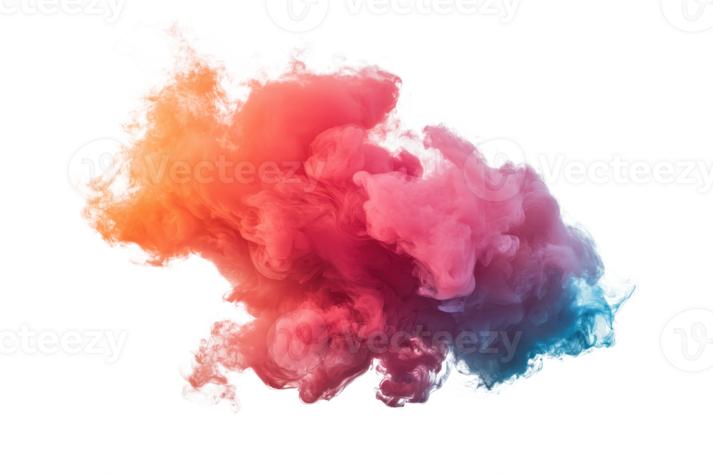 Vibrant color cloud with gradients of orange, pink, and blue creating an abstract shape. Perfect for creative and artistic projects. png