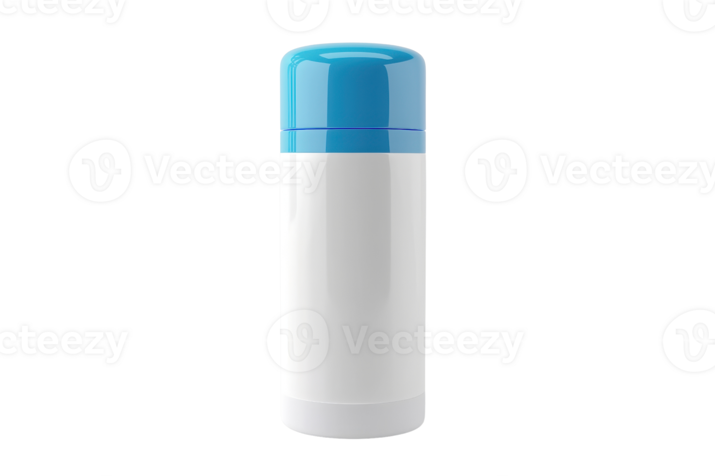 White and blue insulated thermos flask on a transparent background. perfect for keeping beverages hot or cold during travels and outdoor activities. png