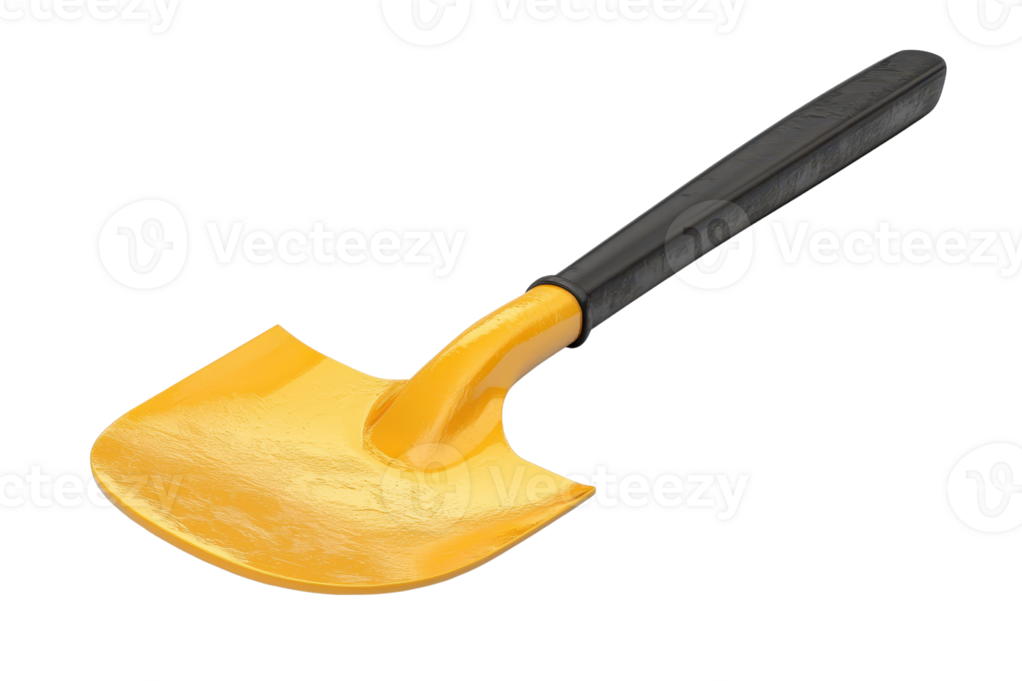 Yellow shovel isolated on transparent background. Essential gardening tool for digging, scooping, and moving soil or other materials. png