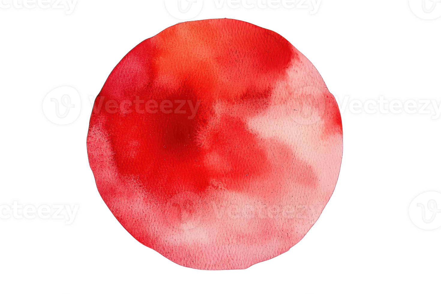 Watercolor red circle painting with soft gradient hues. Abstract art with a blend of red and white shades for creative design projects. png