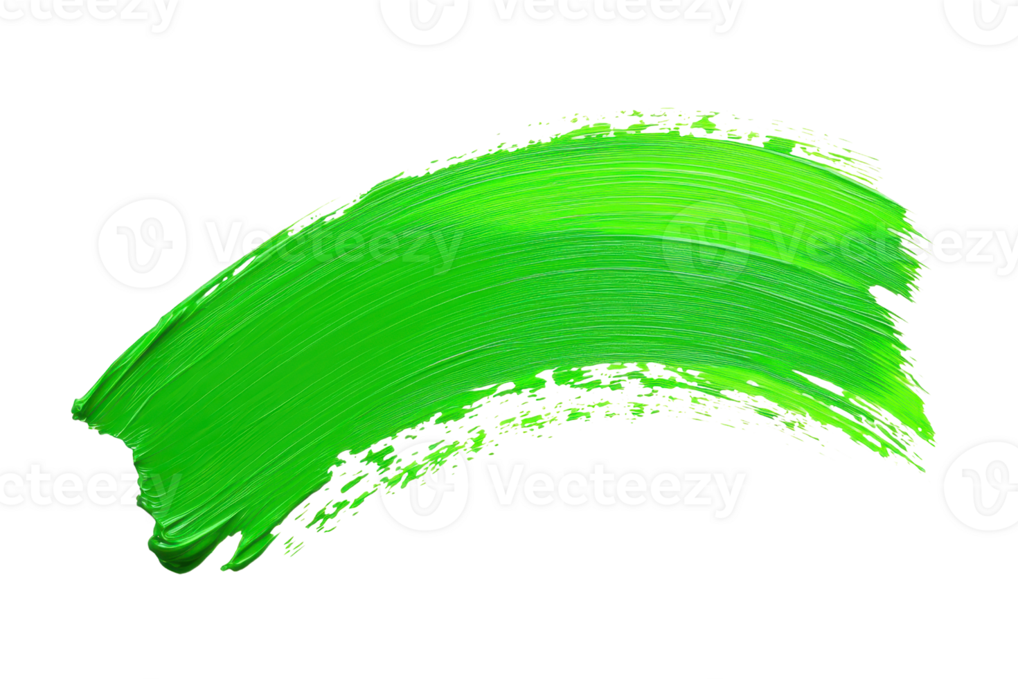 Vibrant green paintbrush stroke on transparent background. showcasing texture and creativity in abstract art design for artistic concepts. png