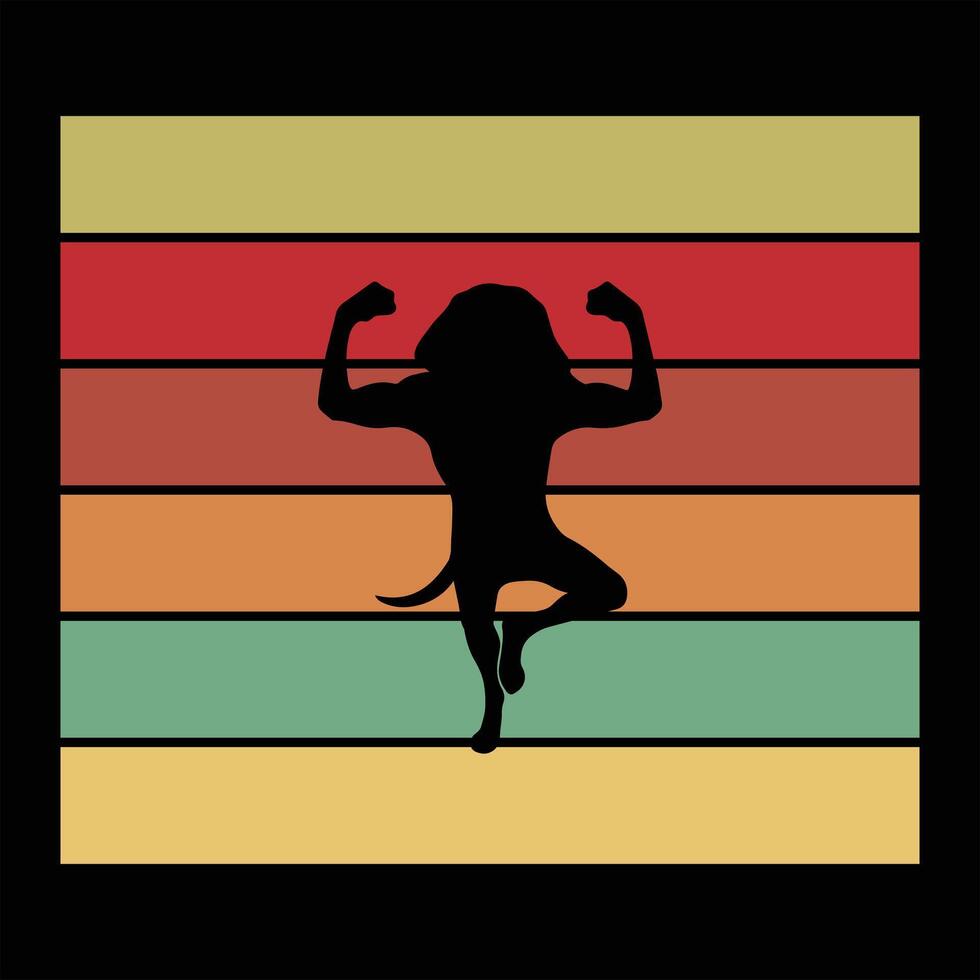 Retro Vizsla Dog Silhouette at Sunset vector