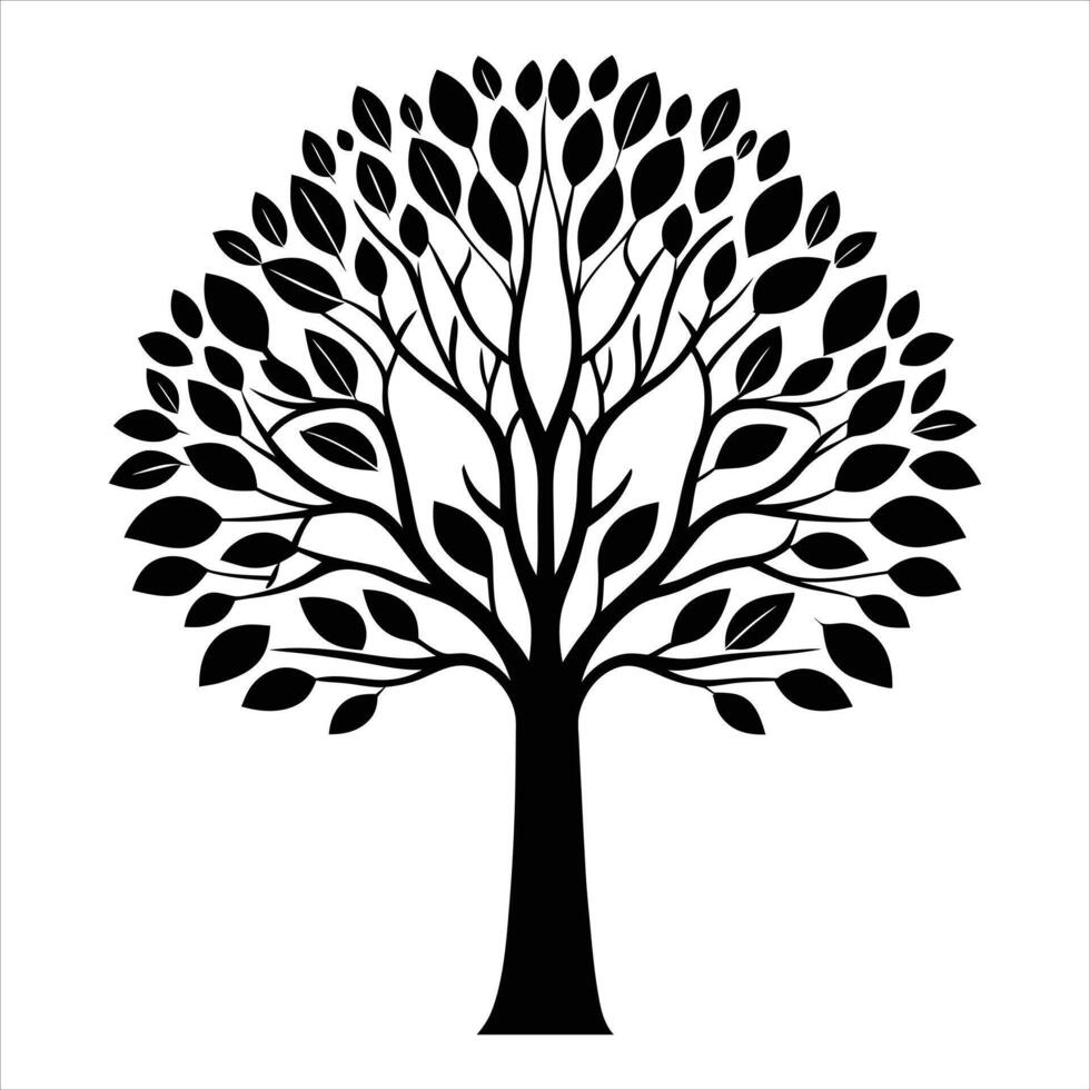 Rounded Canopy Tree Silhouette with Dense Leaf Pattern vector