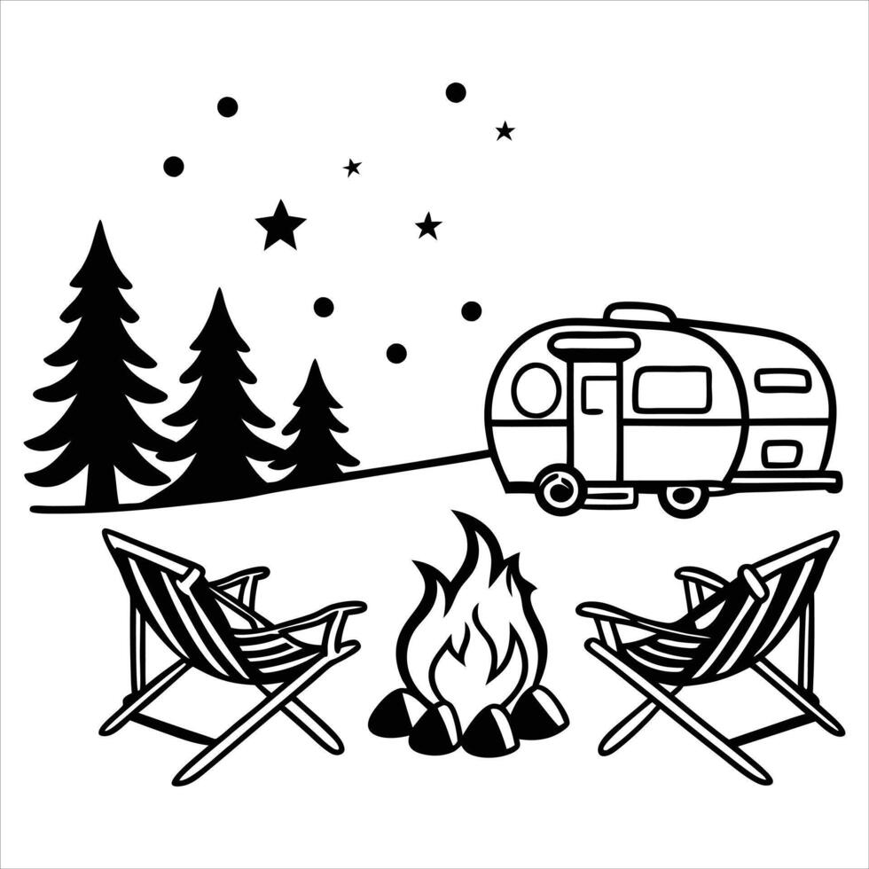 Retro Camper Van and Caravan Trailer Design vector