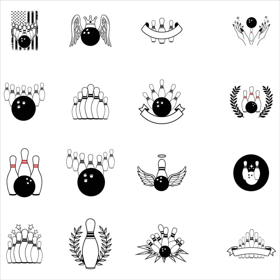 Striking Bowling Ball and Pin Graphic Art Design Bundle vector