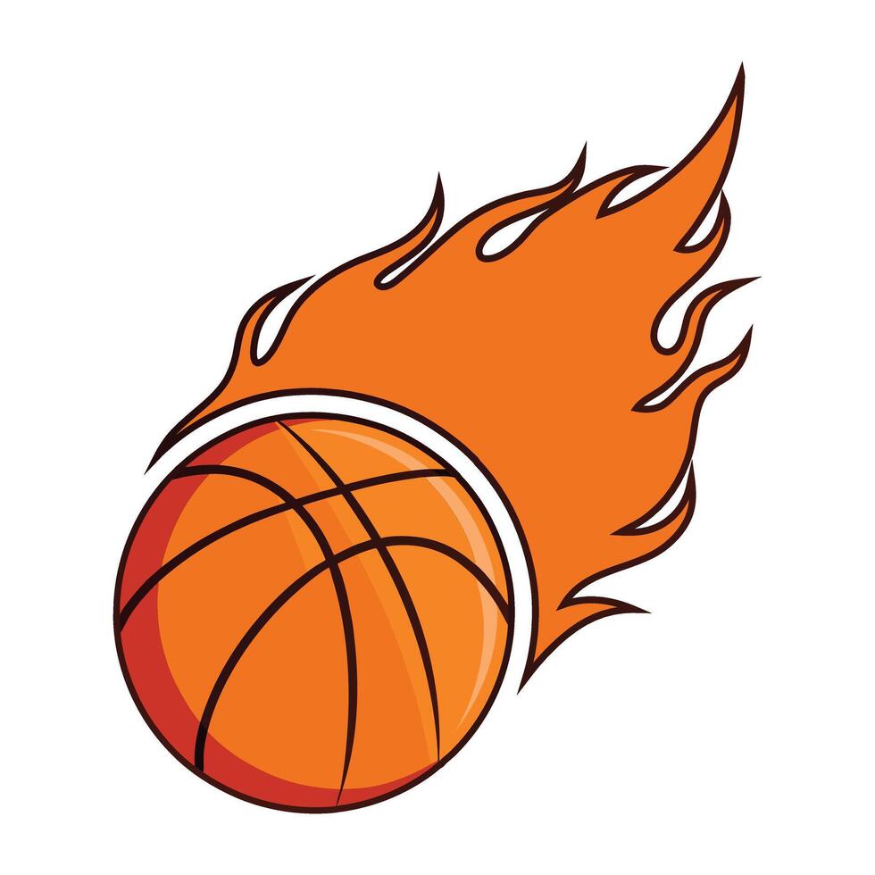 Flaming Basketball in Motion Design vector