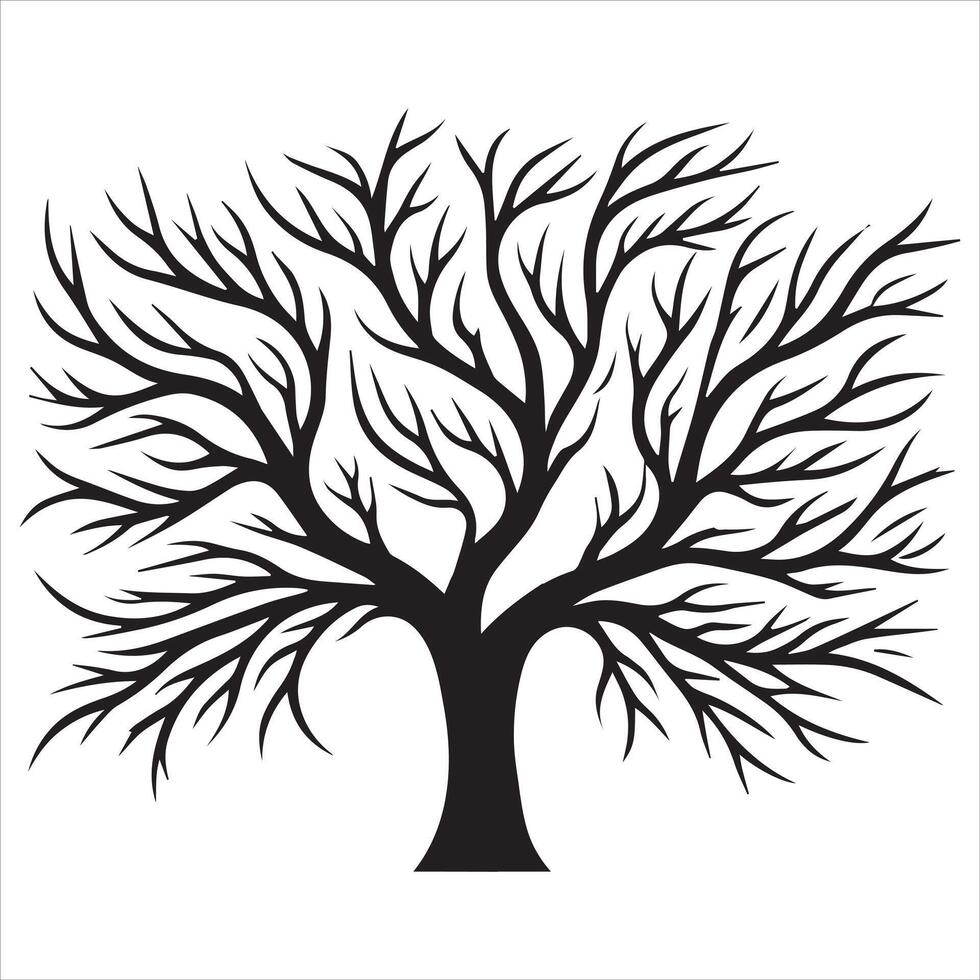 Bare Tree Silhouette with Sprawling Branches and Twigs vector